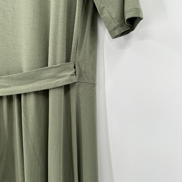 Quince Women’s Sage Green Tencel Jersey Wrap Dress Midi sz S NWT Short Sleeve - Picture 6 of 7